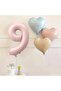 9 Years Old Pink Number Foil Balloon Retro Blue Pink Satin Heart Foil Balloon Birthday Balloon Set