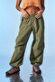 Dominic Khaki Oversized Parachute Adjustable Waist and Leg Detail Trousers