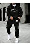 Italy 23 Sweatshirt Sweatpants Jogger - Black Printed Bottom Top Tracksuit Set Hooded
