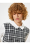 Crop Blouse Shirt Collar Tweed Detailed Slim Fit