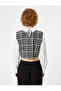 Crop Blouse Shirt Collar Tweed Detailed Slim Fit - 4