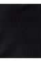 Long Sleeve Window Detailed Slim Fit Ribbed T-Shirt with Bow Accessory - 6