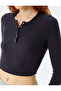 Long Sleeve Round Neck Button Knitted Crop Sleepwear Top - 5