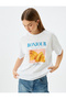 Crew Neck Short Sleeve Printed Oversize T-Shirt