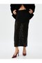 Slim Fit Half Lined Slit Midi Length Lace Skirt - 3