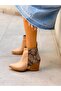حذاء DALIDA من الجلد البيج الأمامي والخلفي من جلد الثعبان البيج DALLAS WESTERN MINI BOOTS - 3