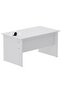 Modern Writing Study Table With Hanging Pedestal Attached And Round Desktop Power Module - White - 6