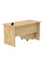 MP1 100x60 Oak Writing Table With Drawers and Black 51-1H Round Desktop Power Module - 6