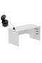 Modern Writing Study Table With Hanging Pedestal Attached And Round Desktop Power Module - White