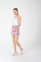 Floral Pattern Lilac Lace Detailed Women's Shorts - Comfortable Home Wear - 4
