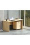 MP1 100x60 Oak Writing Table With Drawers and Black 51-1H Round Desktop Power Module - 4