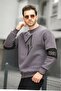 Estd Three Thread Raised Sleeve Embroidered Front Printed Crew Neck Men's Sweatshirt - 3