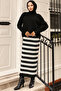 6088 Turtleneck Striped Gilet Knitwear Set Black