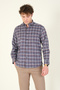Men's Single Pocket Plaid Patterned Winter Shirt Indigo - 3