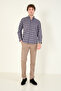 Men's Single Pocket Plaid Patterned Winter Shirt Indigo - 5