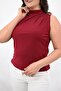 Women's Large Size Drape Detailed Stand Collar Blouse 1851-25 - 6