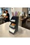 3-Tier 5-Compartment Metal Straw, Napkin, and Sugar Holder Black Organizer Stand Model - 3 - 4