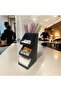 3-Tier 5-Compartment Metal Straw, Napkin, and Sugar Holder Black Organizer Stand Model - 3 - 7