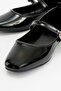 Women's Belted Stoned Blunt-Toe Ballerinas Black Patent Leather - 4
