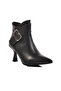 Ds-90 Black Genuine Leather Women's Heeled Boots with Fleece Inside - 3