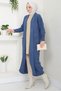 Shawl Collar Pocket Knitwear Cardigan Indigo Hm2534 - 5