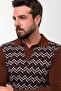 Patterned Slim Fit Polo Neck Men's Knitwear Sweater Hazelnut - 11452.23K - 6
