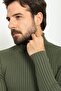 Striped Slim Fit Full Turtleneck Men's Sweater Khaki - 11418.22K - 4