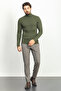 Striped Slim Fit Full Turtleneck Men's Sweater Khaki - 11418.22K - 3