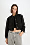 Crop College Collar Bomber Jacket - 3