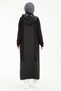 Embroidery Detailed Front Zipper Hooded Ferace Black 24Yt806 - 7