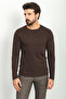 Patterned Slim Fit Crew Neck Long Sleeve Men's T-Shirt Brown - 36759.22K - 3