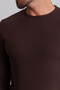 Plain Slim Fit Crew Neck Long Sleeve Men's T-Shirt Coffee - 36679.21K - 3