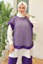 Basic Shirt with Elastic Waist Pants and Mesh Three-Piece Set Purple Navy 24Yt633 - 5