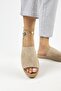 Galena 2 Women's Leather Genuine Leather Single Strip Beige Slippers - 5