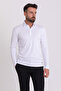 Plain Slim Fit Long Sleeve Polo Neck Men's T-Shirt Ecru - 36672.21K