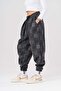Jacquard Pattern Elastic Waist and Leg Pleated Baggy Shalwar - 6