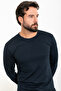 Plain Slim Fit Long Sleeve Crew Neck Men's T-Shirt Navy Blue - 36671.21K - 3