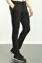 Straight Super Slim Fit Men's Trousers with Elastic Waist and Drawstring Black - 38112.22K