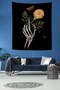 Skeleton Hand Holding Flowers and Butterfly Stain Resistant Fabric Wall Cover Wall Tapestry Tapestry