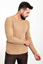 Patterned Slim Fit Crew Neck Long Sleeve Men's T-Shirt Beige - 36803.23K - 3