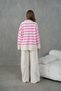 Women's Fuchsia Top Striped V-Neck Bottom-Top Knitwear Suit 26051 - 8