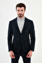 Striped Slim Fit Bag Pocket Mono Collar Velvet Men's Jacket Navy Blue - 40398.24K