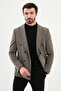 Striped Slim Fit Wide Collar Double Breasted Velvet Men's Jacket Mink - 40399.24K - 3