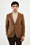 Striped Slim Fit Bag Pocket Mono Collar Wool Men's Jacket Camel - 40387.24K - 3