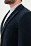 Striped Slim Fit Bag Pocket Mono Collar Velvet Men's Jacket Navy Blue - 40398.24K - 2