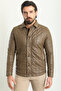 Quilted Slim Fit Shirt Collar Faux Leather Men's Coat Mink - 39573.23K - 3