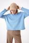 Women's Soft Textured Comfortable Fit Boat Neck Knitwear Sweater Blue 25W3015