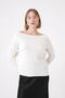 Women's Soft Textured Comfortable Fit Boat Neck Knitwear Sweater White 25W3015 - 2