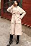 2171 Belted Trench Coat with Button Detail on the Collar Stone Color - 4