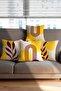Bohemian Boho Themed Yellow Cream Color Digital Printed Gift Set of 4 Throw Pillow Pillowcases